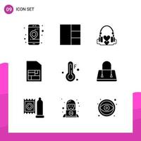 Glyph Icon set Pack of 9 Solid Icons isolated on White Background for responsive Website Design Print and Mobile Applications vector