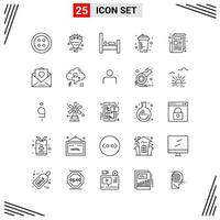 25 iconos estilo de línea cuadrícula basada en símbolos de contorno creativo para el diseño de sitios web signos de icono de línea simple aislados en fondo blanco conjunto de 25 iconos vector