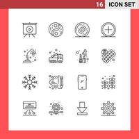 16 Universal Outlines Set for Web and Mobile Applications plus create celebration circle new Editable Vector Design Elements