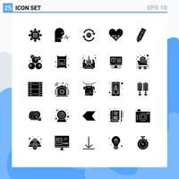 Pack of 25 creative Solid Glyphs of achievement like talk love computing Editable Vector Design Elements