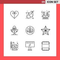 9 Icon Pack Line Style Outline Symbols on White Background Simple Signs for general designing vector