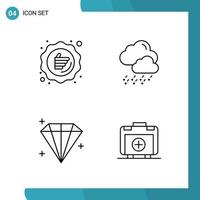 Vector Pack of 4 Outline Symbols Line Style Icon Set on White Background for Web and Mobile
