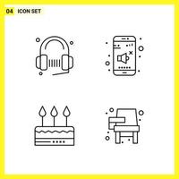 4 Icon Set Simple Line Symbols Outline Sign on White Background for Website Design Mobile Applications and Print Media vector