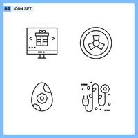 4 Icons Line style Creative Outline Symbols Black Line Icon Sign Isolated on White Background vector