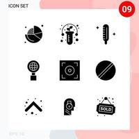 Vector Pack of 9 Icons in Solid Style Creative Glyph Pack isolated on White Background for Web and Mobile