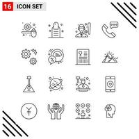 conjunto perfecto de píxeles de 16 iconos de línea conjunto de iconos de esquema para el diseño de sitios web y la interfaz de aplicaciones móviles vector