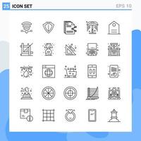 Modern 25 Line style icons Outline Symbols for general use Creative Line Icon Sign Isolated on White Background 25 Icons Pack vector