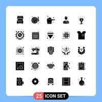 Pack of 25 Modern Solid Glyphs Signs and Symbols for Web Print Media such as hotel bellhop temperature bellboy gauge Editable Vector Design Elements