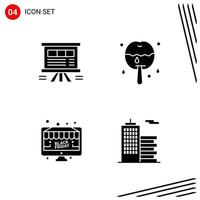 Collection of 4 Vector Icons in solid style Pixle Perfect Glyph Symbols for Web and Mobile Solid Icon Signs on White Background 4 Icons