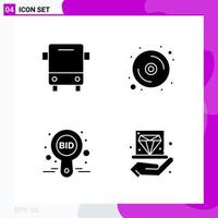 Solid Icon set Pack of 4 Glyph Icons isolated on White Background for Web Print and Mobile vector