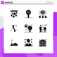 Set of 9 Modern UI Icons Symbols Signs for creativity round link direction arrows Editable Vector Design Elements