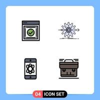 Set of 4 Modern UI Icons Symbols Signs for message gear web progress science Editable Vector Design Elements