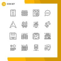 Pack of 16 creative Outlines of pointer location document comment bubble Editable Vector Design Elements