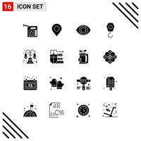 User Interface Pack of 16 Basic Solid Glyphs of mouse interior eye house hook Editable Vector Design Elements