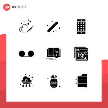 User Interface Pack of 9 Basic Solid Glyphs of education voice graphical message password Editable Vector Design Elements