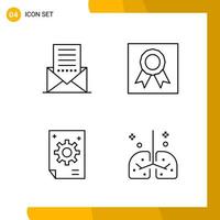 4 Icon Set Line Style Icon Pack Outline Symbols isolated on White Backgound for Responsive Website Designing vector