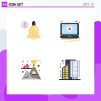 4 User Interface Flat Icon Pack of modern Signs and Symbols of alarm success error warning buildings Editable Vector Design Elements