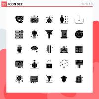 Modern Set of 25 Solid Glyphs and symbols such as employee abilities oven office lamp Editable Vector Design Elements