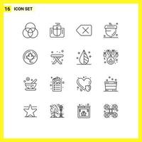 User Interface Pack of 16 Basic Outlines of leaf autumn clear season flora Editable Vector Design Elements