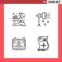 4 Icon Pack Line Style Outline Symbols on White Background Simple Signs for general designing vector