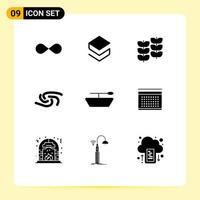 Universal Icon Symbols Group of 9 Modern Solid Glyphs of boat crypto crypto currency coin growth Editable Vector Design Elements