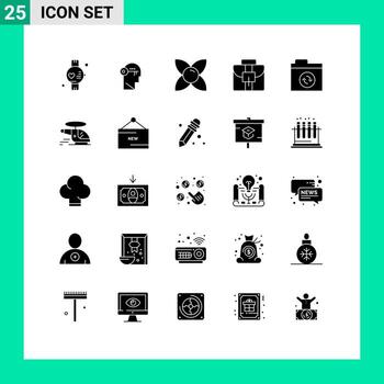 Paquete de glifos sólidos de interfaz de usuario de 25 de signos y símbolos modernos de archivos de sincronización maleta maletín maletín elementos de diseño vectorial editables vector