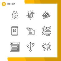 9 Icon Set Line Style Icon Pack Outline Symbols isolated on White Backgound for Responsive Website Designing vector