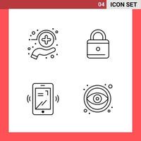 4 Icon Pack Line Style Outline Symbols on White Background Simple Signs for general designing vector