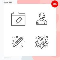 Vector Pack of 4 Icons in Line Style Creative Outline Pack isolated on White Background for Web and Mobile