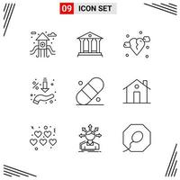 9 Icons Line Style Grid Based Creative Outline Symbols for Website Design Simple Line Icon Signs Isolated on White Background 9 Icon Set vector