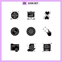 9 Icons in Solid Style Glyph Symbols on White Background Creative Vector Signs for Web mobile and Print