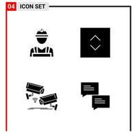 4 General Icons for website design print and mobile apps 4 Glyph Symbols Signs Isolated on White Background 4 Icon Pack vector