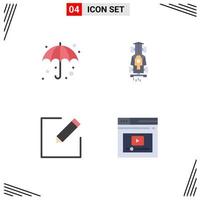 Editable Vector Line Pack of 4 Simple Flat Icons of beach compose wet game write Editable Vector Design Elements