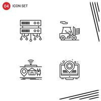 Pack of 4 Modern Filledline Flat Colors Signs and Symbols for Web Print Media such as database server of forklift iot heat map Editable Vector Design Elements