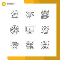 Outline Pack of 9 Universal Symbols of imac monitor earth computer holiday Editable Vector Design Elements