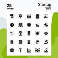 25 Startup Icon Set 100 Editable EPS 10 Files Business Logo Concept Ideas Solid Glyph icon design vector