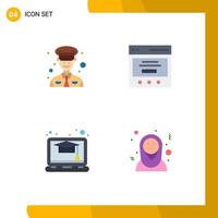 User Interface Pack of 4 Basic Flat Icons of man study communication user arabic Editable Vector Design Elements