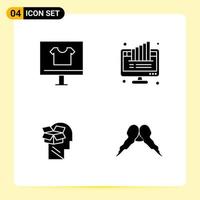 4 Creative Icons for Modern website design and responsive mobile apps 4 Glyph Symbols Signs on White Background 4 Icon Pack vector