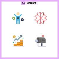 Universal Icon Symbols Group of 4 Modern Flat Icons of business management nature business box Editable Vector Design Elements