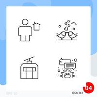 Modern Pack of 4 Icons Line Outline Symbols isolated on White Backgound for Website designing vector