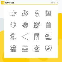 Outline Pack of 16 Universal Symbols of golve mark computer marker location Editable Vector Design Elements