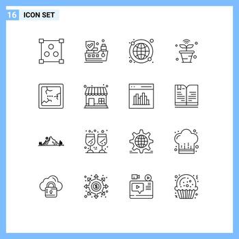 16 Thematic Vector Outlines and Editable Symbols of mirror broken internet wifi nature Editable Vector Design Elements