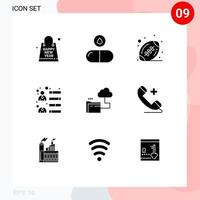 Pack of 9 Modern Solid Glyphs Signs and Symbols for Web Print Media such as folder team skills pills growth businessman Editable Vector Design Elements