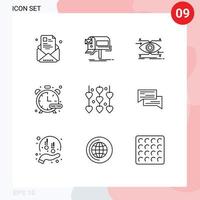 Stock Vector Icon Pack of 9 Line Signs and Symbols for hobbies vision marketing looking eye Editable Vector Design Elements