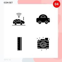 Vector Pack of 4 Icons in Solid Style Creative Glyph Pack isolated on White Background for Web and Mobile