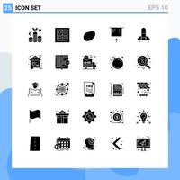 Universal Icon Symbols Group of 25 Modern Solid Glyphs of greenhouse eco atm space science Editable Vector Design Elements