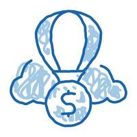 balloon payment doodle icon hand drawn illustration vector