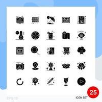25 Universal Solid Glyph Signs Symbols of estate home files card umbrella Editable Vector Design Elements