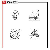 4 iconos creativos signos y símbolos modernos de bombilla idea moderna potencia eléctrica elementos de diseño vectorial editables vector