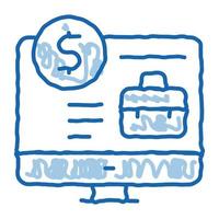 computer paid work doodle icon hand drawn illustration vector